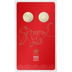 2022 $1 Lunar Series - Year of the Tiger 2 Coin Set Carded Coins