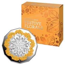 2024 50¢ Merry Christmas Festive Florals 99.9% Silver Proof Coin