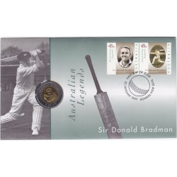 1997 PNC $5 Sir Donald Bradman Tribute Stamp and Coin Cover
