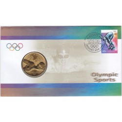 2000 PNC $5 Sydney Olympics (Swimming) Stamp and Coin Cover
