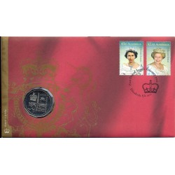 2002 PNC 50c Queen Elizabeth II Accession Stamp and Coin Cover