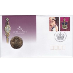 2003 PNC 50c Queen Elizabeth II Golden Jubilee/Coronation Stamp and Coin Cover