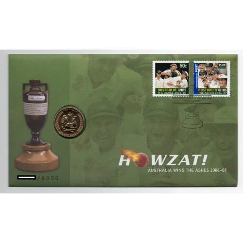 2007 PNC $1 Howzat Ashes Victory Stamp and Coin Cover
