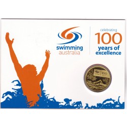 2009 $1 100 Years of Swimming Australia Perth Mint Carded Coin