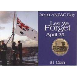 2010 $1 ANZAC Day Australian Defence Force Royal Aust Navy Perth Mint Carded Coin