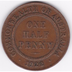 1922 Commonwealth King George V Halfpenny