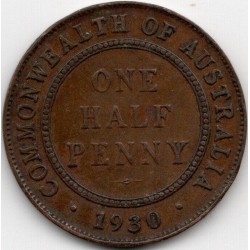 1930 Commonwealth King George V Halfpenny