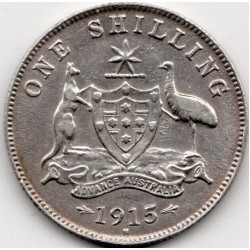 1915 H Shilling King George V Coat of Arms 92.5% Silver Coin