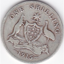 1915 Shilling King George V Coat of Arms 92.5% Silver Coin