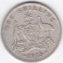 1918 Shilling King George V Coat of Arms 92.5% Silver Coin