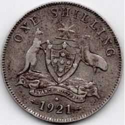 1921 'Star' Shilling King George V Coat of Arms 92.5% Silver Coin