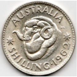 1962 Shilling Queen Elizabeth II Rams Head 50% Silver Coin