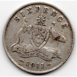 1911 Commonwealth King George V Sixpence 92.5% Silver Coin