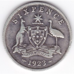 1923 Commonwealth King George V Sixpence 92.5% Silver Coin