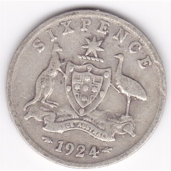1924 Commonwealth King George V Sixpence 92.5% Silver Coin