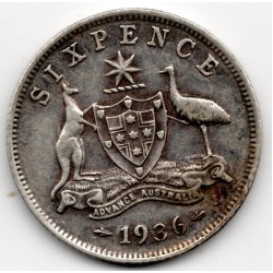 1936 Commonwealth King George V Sixpence 92.5% Silver Coin