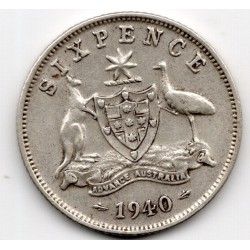 1940 Australia King George VI Sixpence 92.5% Silver Coin