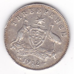 1912 Commonwealth King George V Threepence 92.5% Silver Coin 1912 Commonwealth King George V Threepence 92.5% Silver Coin