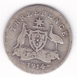 1914 Commonwealth King George V Threepence 92.5% Silver Coin 1914 Commonwealth King George V Threepence 92.5% Silver Coin