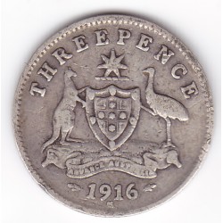 1916 Commonwealth King George V Threepence 92.5% Silver Coin 1916 Commonwealth King George V Threepence 92.5% Silver Coin