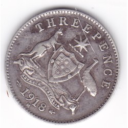 1918 Commonwealth King George V Threepence 92.5% Silver Coin 1918 Commonwealth King George V Threepence 92.5% Silver Coin