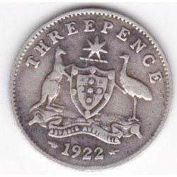 1922 Commonwealth King George V Threepence 92.5% Silver Coin 1922 Commonwealth King George V Threepence 92.5% Silver Coin