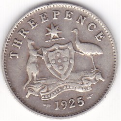 1925 Commonwealth King George V Threepence 92.5% Silver Coin 1925 Commonwealth King George V Threepence 92.5% Silver Coin