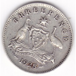 1928 Commonwealth King George V Threepence 92.5% Silver Coin 1928 Commonwealth King George V Threepence 92.5% Silver Coin