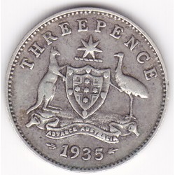1935 Commonwealth King George V Threepence 92.5% Silver Coin 1935 Commonwealth King George V Threepence 92.5% Silver Coin