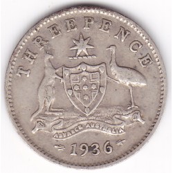 1936 Commonwealth King George V Threepence 92.5% Silver Coin 1936 Commonwealth King George V Threepence 92.5% Silver Coin